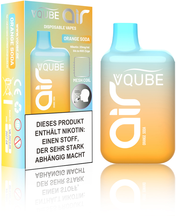 elfbar elfa master akku Preispirat24 Tankstellenbedarf Großhandel - VQUBE AIR E-Shisha ORANGE SODA
