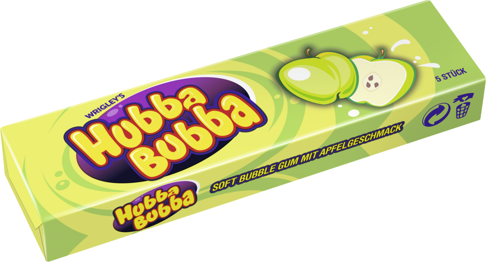 Preispirat24 Tankstellenbedarf Großhandel - Wrigley´s Hubba Bubba Classic  Apple 5 einzeln verpackte Kaugummis mit Apfel Gesc