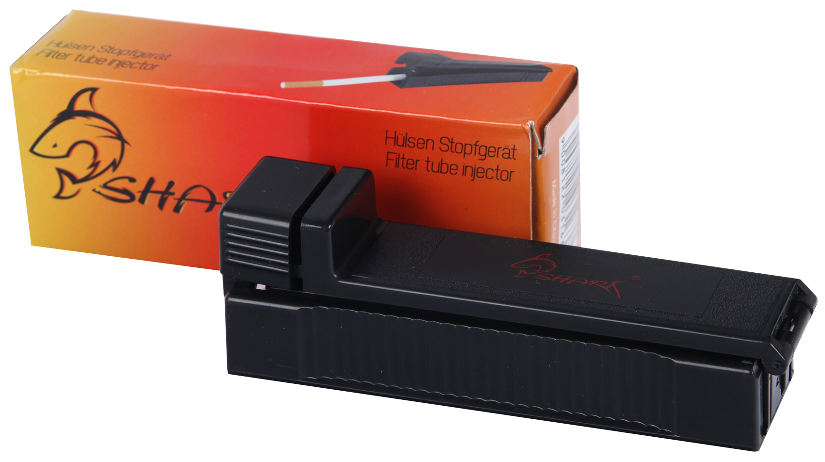 Preispirat24 Tankstellenbedarf Grohandel - Zigaretten Hlsen Stopfgert  Black Shark Einzelbox 12x3cm
