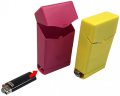 Zigarettenbox PVC 20er mit Feuerzeug Dock(für Bic Mini Fzg.abnehmbar)6-farben so